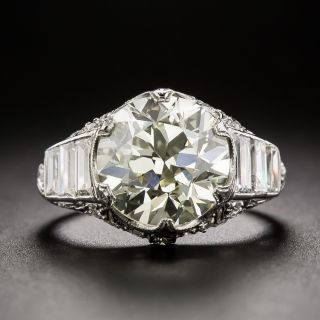 Art Deco 4.66 Carat Diamond Engagement Ring - GIA O-P VS2 - 2