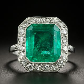 Art Deco 4.75 Carat Colombian Emerald and Diamond Ring - 2