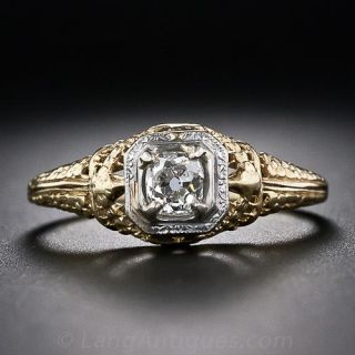 Art Deco .40 Carat Diamond Filigree Ring