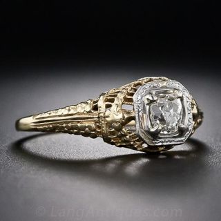 Art Deco .40 Carat Diamond Filigree Ring