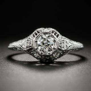 Art Deco .40 Carat Diamond Platinum Engagement Ring - 2