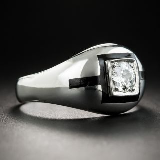 Art Deco .40 Carat Diamond Ring with Black Enamel