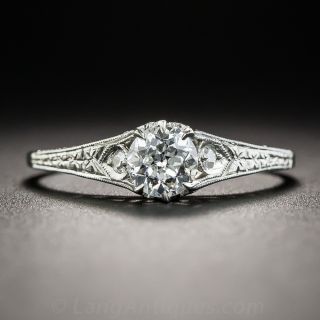 Art Deco .40 Carat Platinum Diamond Engagement Ring