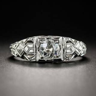 Art Deco .41 Carat Diamond Solitaire Engagement Ring - 1