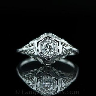 Art Deco .42 Carat Diamond Ring Main View