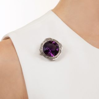 Art Deco 45.00 Carat Gemmy Amethyst Brooch