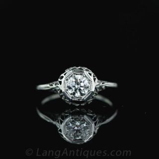 Art Deco .45 Carat Diamond Filigree Ring Main View