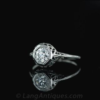 Art Deco .45 Carat Diamond Filigree Ring