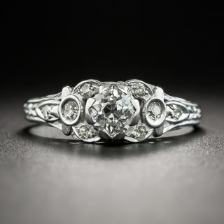 Art Deco .45 Carat Diamond Platinum Engagement Ring - 2