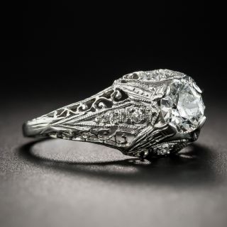 Art Deco .45 Carat Diamond Platinum Filigree Engagement Ring