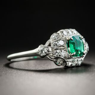 Art Deco .45 Carat Emerald and Diamond Palladium Ring