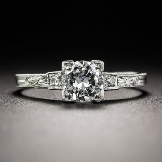 Art Deco .45 Carat Platinum Diamond Engagement Ring 
