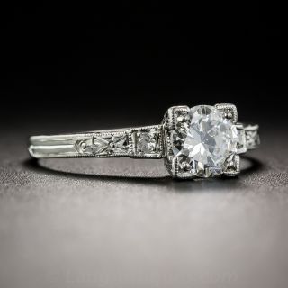 Art Deco .45 Carat Platinum Diamond Engagement Ring 