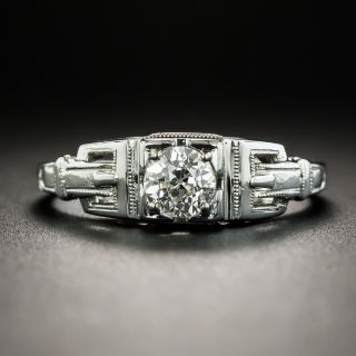 Art Deco .45 Carat Solitaire Diamond Engagement Ring - 1