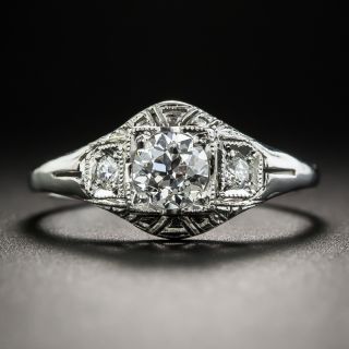 Art Deco .47 Carat Diamond Platinum Engagement Ring by Katz & Ogush