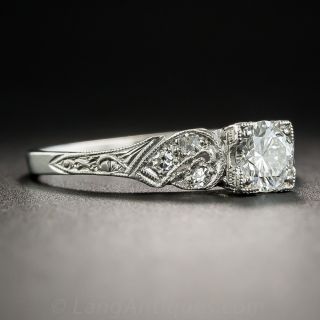 Art Deco .47 Carat Diamond Platinum Engagement Ring - GIA H SI1
