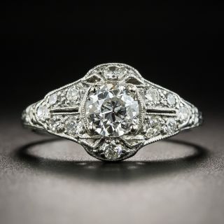Art Deco .47 Carat Diamond Platinum Engagement Ring - 1