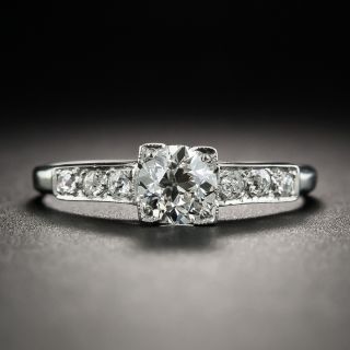 Art Deco .48 Carat Diamond Platinum Engagement Ring - 1