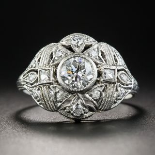 Art Deco .50 Carat Center Platinum Diamond Ring