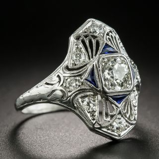 Art Deco .50 Carat Diamond and Synthetic Sapphire Dinner Ring