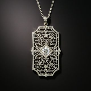 Art Deco .50 Carat Diamond Filigree Pendant 