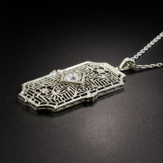 Art Deco .50 Carat Diamond Filigree Pendant 