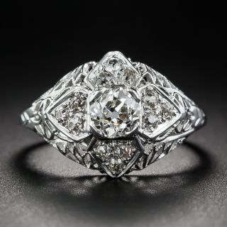 Art Deco. 50 Carat Diamond Filigree Ring - 6