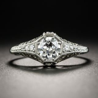 Art Deco .50 Carat Diamond Platinum Engagement Ring, 