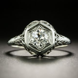 Art Deco .50 Carat Diamond Solitaire Engagement Ring - 2