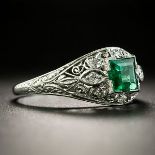 Art Deco .50 Carat Emerald and Diamond Ring