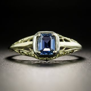 Art Deco .50 Carat Sapphire Filigree Ring - 2