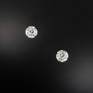 Art Deco .50 Carat Total Weight Diamond Stud Earrings - 2