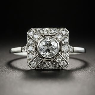 Art Deco .52 Carat Center Platinum Diamond Ring - 2