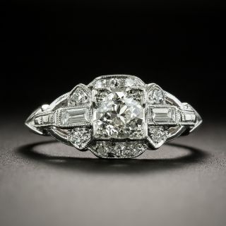 Art Deco .52 Carat Diamond Platinum Engagement Ring - 1