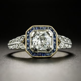 Art Deco .53 Carat Diamond and Sapphire Engagement Ring - 2
