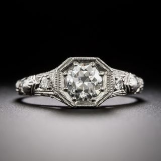 Art Deco .54 Carat Diamond Platinum Engagement Ring - 2