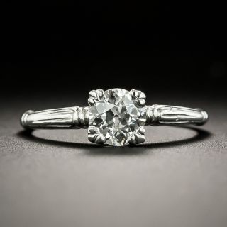 Art Deco .54 Carat Diamond Solitaire Engagement Ring  - 1