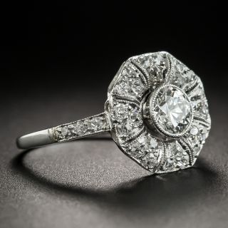 Art Deco .55 Carat Center Diamond Platinum Diamond Ring