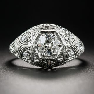 Art Deco .55 Carat Diamond Platinum Dome Ring