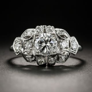 Art Deco .55 Carat Diamond Platinum Engagement Ring - 2