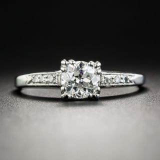 Art Deco .55 Carat Diamond Platinum Solitaire Engagement Ring