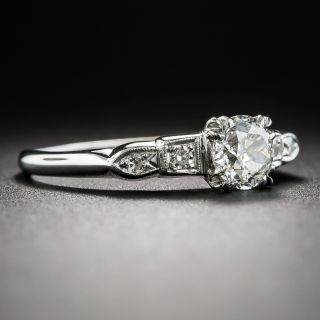 Art Deco .56 Carat Diamond Platinum Engagement Ring - GIA J VS2