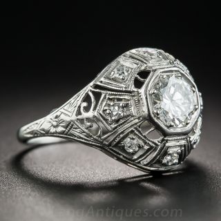 Art Deco .58 Carat Diamond Platinum Ring