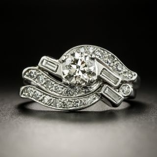 Art Deco .62 Carat Diamond Bypass Wedding Set - 3