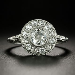 Art Deco .63 Carat Center Diamond Halo Ring - GIA I SI1 - 2