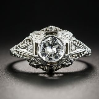 Art Deco .63 Carat Diamond Engagement Ring - GIA E SI1