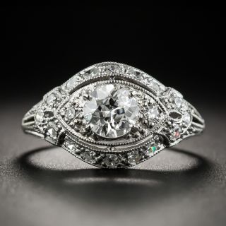 Art Deco .63 Carat Diamond Platinum Engagement Ring - GIA F VS2 - 2
