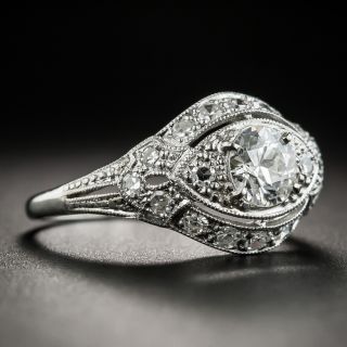 Art Deco .63 Carat Diamond Platinum Engagement Ring - GIA G SI1