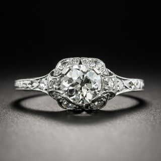Art Deco .63 Carat Diamond Platinum Engagement Ring - 1