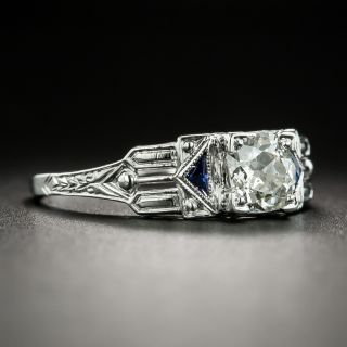 Art Deco .65 Carat Diamond and Synthetic Sapphire Engagement Ring